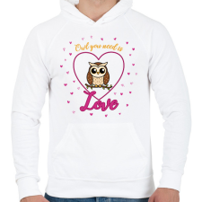 PRINTFASHION Owl you need is - Férfi kapucnis pulóver - Fehér férfi pulóver, kardigán