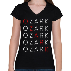 PRINTFASHION OZARK - Női V-nyakú póló - Fekete