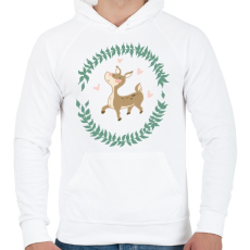 PRINTFASHION Őzike - Férfi kapucnis pulóver - Fehér