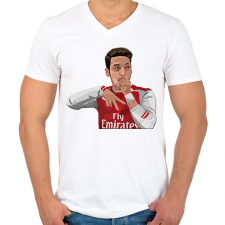PRINTFASHION Özil - Férfi V-nyakú póló - Fehér férfi póló
