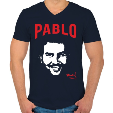 PRINTFASHION Pablo E. - Férfi V-nyakú póló - Sötétkék férfi póló