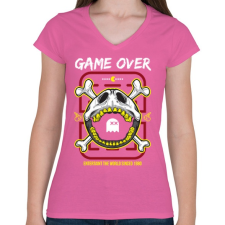 PRINTFASHION Pac Man vége - Női V-nyakú póló - Rózsaszín női póló