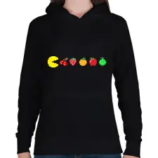 PRINTFASHION PacMan - Női kapucnis pulóver - Fekete női pulóver, kardigán