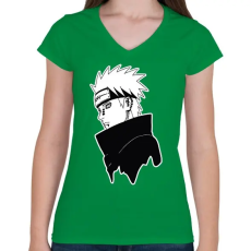 PRINTFASHION Pain fekete fehér - Női V-nyakú póló - Zöld