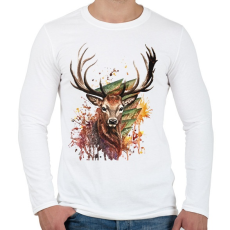 PRINTFASHION Painted Deer - Férfi hosszú ujjú póló - Fehér