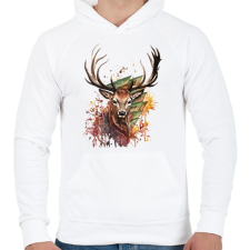 PRINTFASHION Painted Deer - Férfi kapucnis pulóver - Fehér férfi pulóver, kardigán