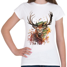 PRINTFASHION Painted Deer - Női póló - Fehér