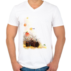 PRINTFASHION Painted Digital Camera - Férfi V-nyakú póló - Fehér