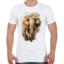 PRINTFASHION Painted Elephant - Férfi póló - Fehér férfi póló