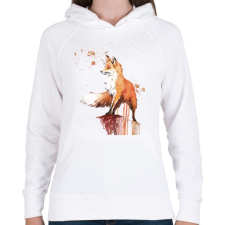 PRINTFASHION Painted Fox - Női kapucnis pulóver - Fehér női pulóver, kardigán