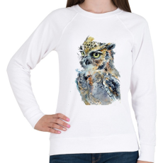 PRINTFASHION Painted Owl - Női pulóver - Fehér