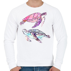PRINTFASHION Painted Turtles - Férfi pulóver - Fehér