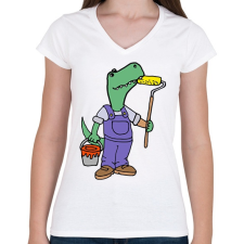 PRINTFASHION Painter crock - Női V-nyakú póló - Fehér női póló