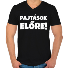 PRINTFASHION PAJTÁSOK ELŐRE - Férfi V-nyakú póló - Fekete