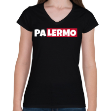 PRINTFASHION PALERMO - Női V-nyakú póló - Fekete női póló