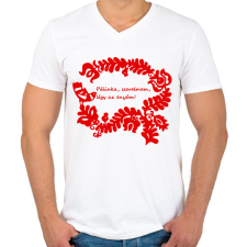 PRINTFASHION Pálinka dal páros minta #2 - Férfi V-nyakú póló - Fehér férfi póló