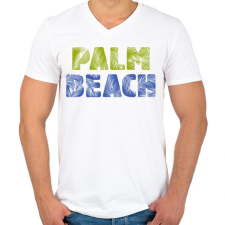 PRINTFASHION PALM BEACH - Férfi V-nyakú póló - Fehér férfi póló