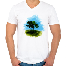 PRINTFASHION pálma1 - Férfi V-nyakú póló - Fehér
