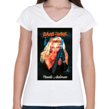 PRINTFASHION Pamela Anderson - Női V-nyakú póló - Fehér női póló