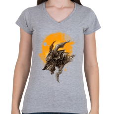 PRINTFASHION Páncélos sárkány - Női V-nyakú póló - Sport szürke