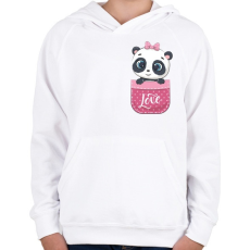 PRINTFASHION Panda a zsebben - Gyerek kapucnis pulóver - Fehér