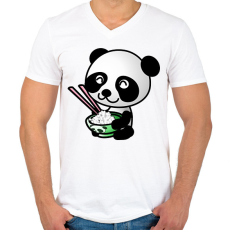 PRINTFASHION Panda diétázik - Férfi V-nyakú póló - Fehér