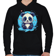 PRINTFASHION panda - Férfi kapucnis pulóver - Fekete