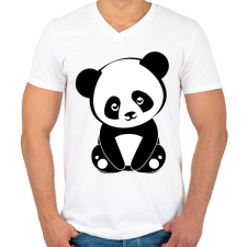 PRINTFASHION Panda - Férfi V-nyakú póló - Fehér férfi póló