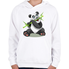 PRINTFASHION Panda  - Gyerek kapucnis pulóver - Fehér gyerek pulóver, kardigán