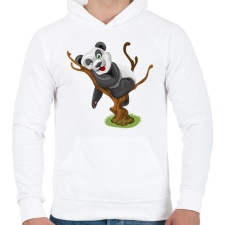 PRINTFASHION Panda jóga - Férfi kapucnis pulóver - Fehér férfi pulóver, kardigán