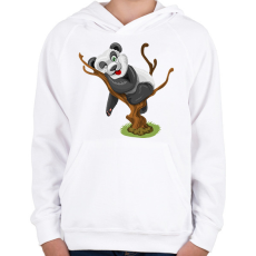 PRINTFASHION Panda jóga - Gyerek kapucnis pulóver - Fehér