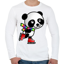 PRINTFASHION Panda korcsolyázik  - Férfi hosszú ujjú póló - Fehér férfi póló
