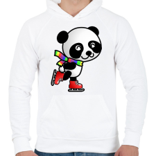 PRINTFASHION Panda korcsolyázik  - Férfi kapucnis pulóver - Fehér férfi pulóver, kardigán