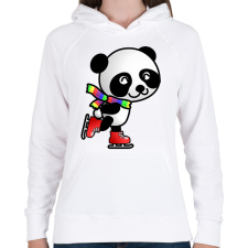 PRINTFASHION Panda korcsolyázik  - Női kapucnis pulóver - Fehér női pulóver, kardigán