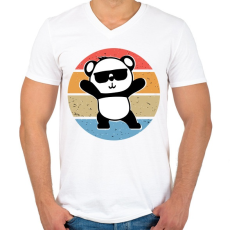 PRINTFASHION Panda Love - Férfi V-nyakú póló - Fehér