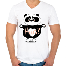 PRINTFASHION Panda ölelés  - Férfi V-nyakú póló - Fehér