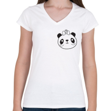 PRINTFASHION Panda páros 2 - Női V-nyakú póló - Fehér női póló