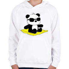 PRINTFASHION Panda strandol - Gyerek kapucnis pulóver - Fehér