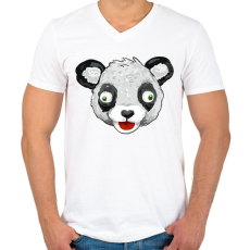 PRINTFASHION Panda Team Leader - Férfi V-nyakú póló - Fehér