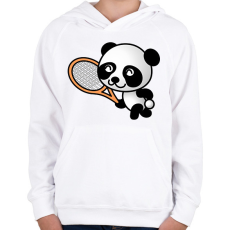 PRINTFASHION Panda teniszezik - Gyerek kapucnis pulóver - Fehér