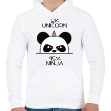PRINTFASHION Panda unicornis ninja - Férfi kapucnis pulóver - Fehér férfi pulóver, kardigán