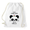 PRINTFASHION Panda unicornis ninja - Sportzsák, Tornazsák - Fehér