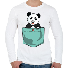PRINTFASHION Panda zsebben - Férfi hosszú ujjú póló - Fehér férfi pulóver, kardigán