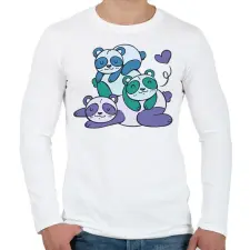 PRINTFASHION Pandák - Férfi hosszú ujjú póló - Fehér férfi póló