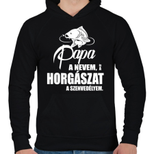 PRINTFASHION Papa a nevem... - Férfi kapucnis pulóver - Fekete férfi pulóver, kardigán