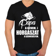 PRINTFASHION Papa a nevem... - Férfi V-nyakú póló - Fekete férfi póló