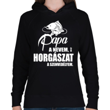PRINTFASHION Papa a nevem... - Női kapucnis pulóver - Fekete női pulóver, kardigán