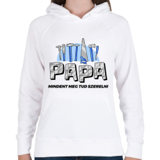 PRINTFASHION Papa a szerelő - Női kapucnis pulóver - Fehér