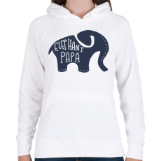 PRINTFASHION Papa elefánt - Női kapucnis pulóver - Fehér