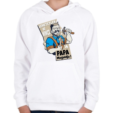 PRINTFASHION Papa megoldja - szuper papa - Gyerek kapucnis pulóver - Fehér gyerek pulóver, kardigán